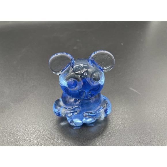 Art Glass Mouse Figurine Blue Hand Blown Glass - Picture 2 of 9